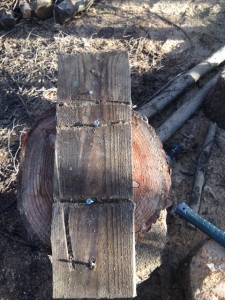 4 x 1 screw temporary to bottom to stop movement whilst cutting