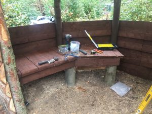 Made bench seat to left side and painted
