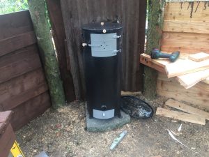 Fitted new log burner which lifts up so you can use as a grill, But its hot enough with lid down I think to boil water already. All I have left to do now is make some blinds of sorts to keep out the wind and rain and a small gutter on the back which will run to a barrel for watering the the plants next year I had ordered another tarp which came today from which I will make the blinds, just simple roll up jobs which I can fix out of the way. Everything you see wood wise has come from my wood and took quite a while to cut into different sizes and all with a chainsaw, I don't think I have done too bad. Tomorrow (Saturday) I am going to pick up 2 of my oldest grands son 6 & 8, who are going to help me finish it,pass me things really, and then we are going to christen it with tea and a bacon sandwiches. I will post more photos of the finished item soon.